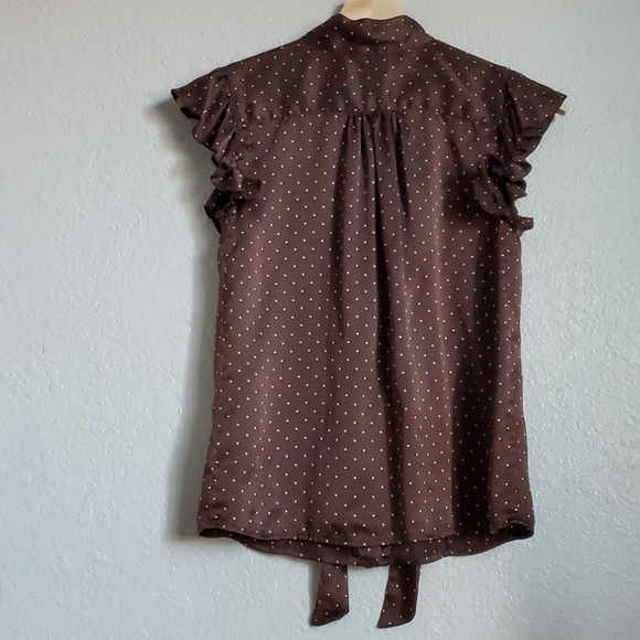 Polka-Dot Tie Top Pleated Sleeves - Picture 3 of 3